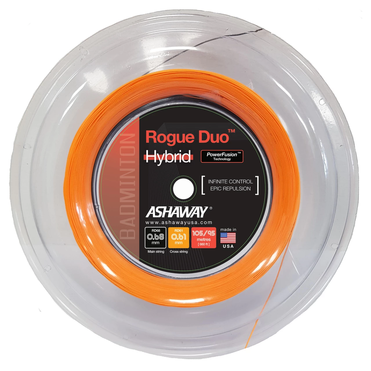 Ashaway Rogue Duo 0.68-0.61mm Badminton Hybrid 200M Reel 3 Ashaway Rogue Duo 0.68-0.61mm Badminton Hybrid 200M Reel