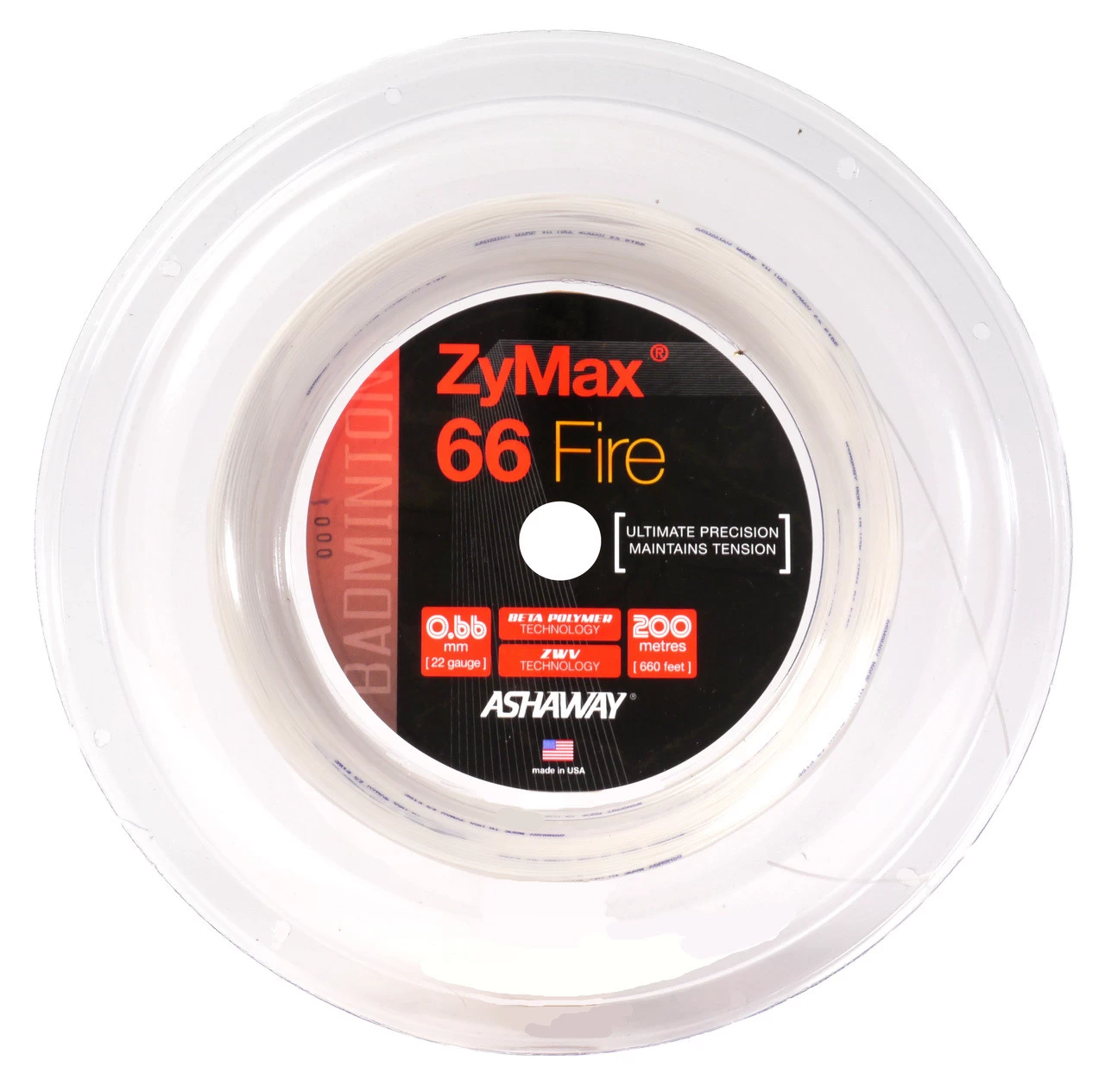 Ashaway ZyMax 66 Fire 0.66mm Badminton 200M Reel 4 Ashaway ZyMax 66 Fire 0.66mm Badminton 200M Reel - Image 2