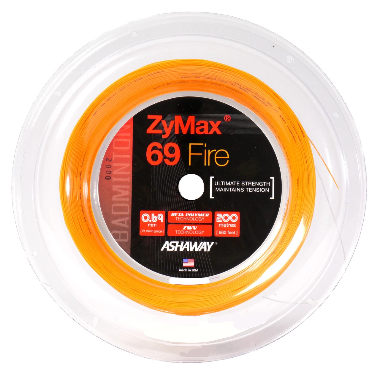 Ashaway ZyMax 69 Fire 0.69mm Badminton 200M Reel 3 Ashaway ZyMax 69 Fire 0.69mm Badminton 200M Reel