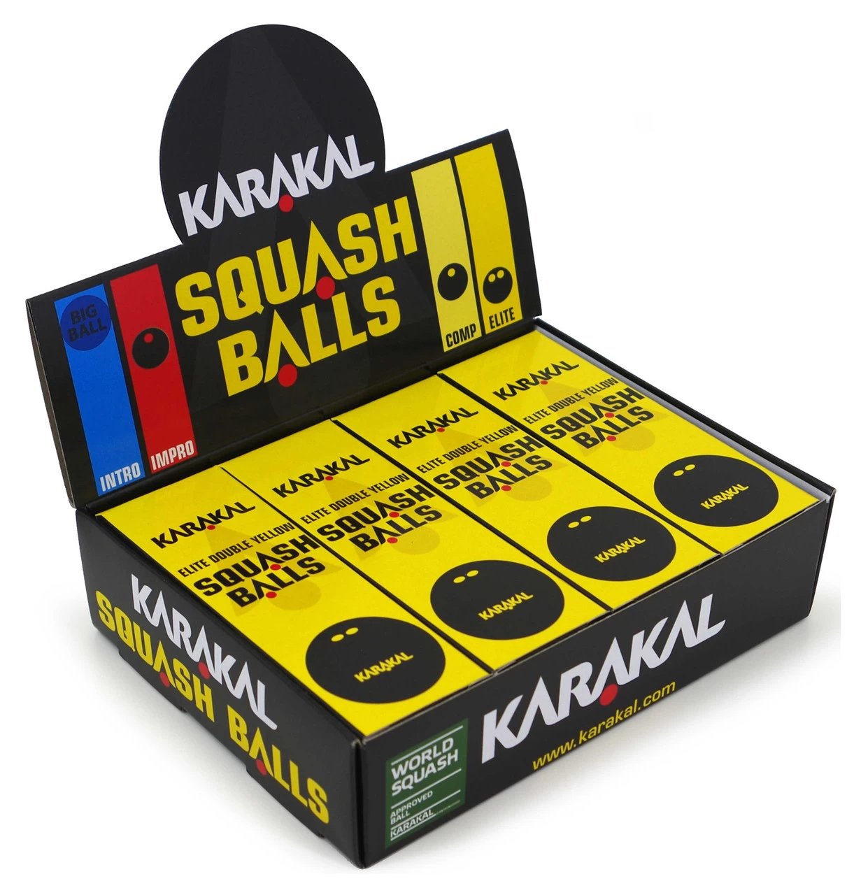 Karakal Double Yellow Dot Squash Balls 12 Pack 3 Karakal Double Yellow Dot Squash Balls 12 Pack