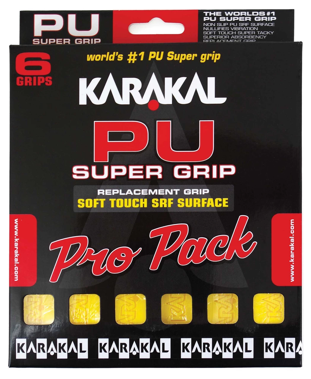 Karakal PU Super Grip Squash Badminton Replacement Grip 6 Pack 3 Karakal PU Super Grip Squash Badminton Replacement Grip 6 Pack