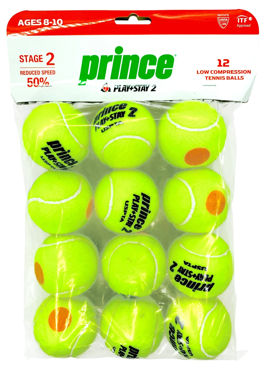 Prince Play + Stay Stage 2 Junior Tennis Balls Dozen 3 Prince Play + Stay Stage 2 Junior Tennis Balls Dozen